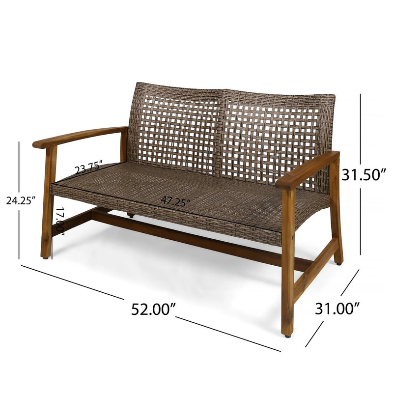 Hampton Outdoor Acacia Wood Wicker Loveseat by HouseOfZazla