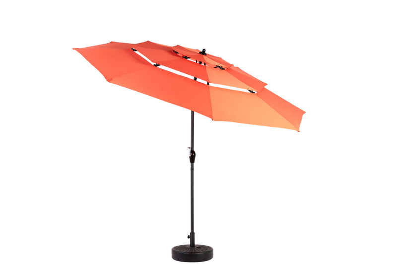 Aluminium 10ft 3-Tier Auto-Tilt Outdoor Patio Umbrella - Orange (No Base) by HouseOfZazla