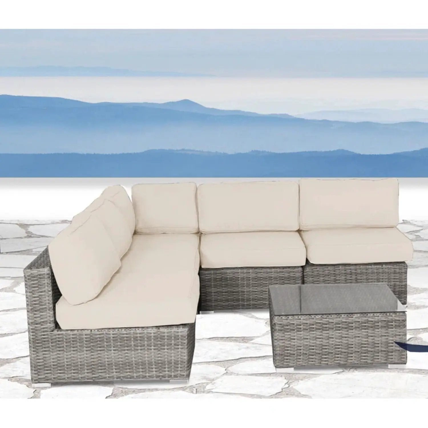 Seating Set With Cushions Handcrafted Wicker Design by HouseOfZazla