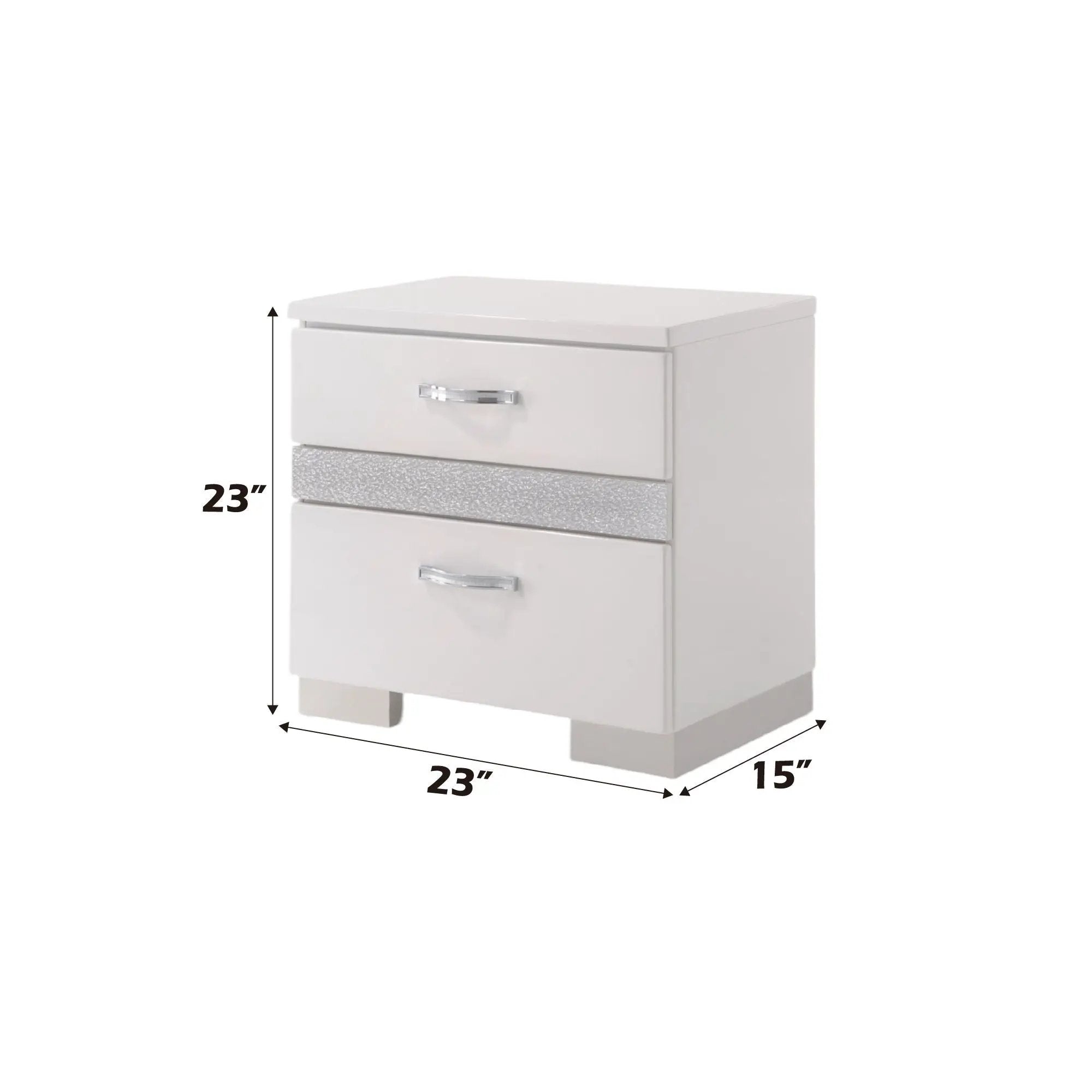 Naima II - High Gloss Nightstand - White by HouseOfZazla