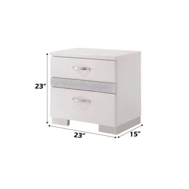 Naima II - High Gloss Nightstand - White by HouseOfZazla