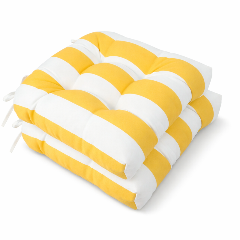 Outdoor Chair Cushions Set of 2 - 19 x 19 x 4 Inch Tufted Seat Cushions by HouseOfZazla
