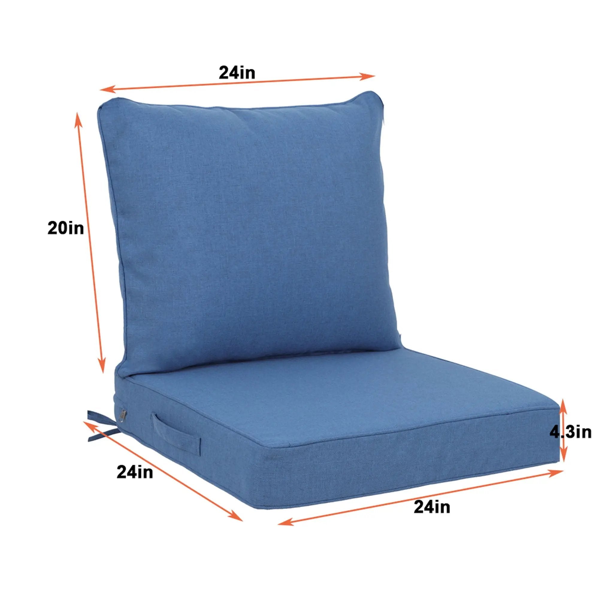 Outdoor Deep Seat Cushion Set Waterproof Fade Resistant Patio Furniture Cushions, Removable Covers, Adjustable Straps & Handles - Navy Blue by HouseOfZazla