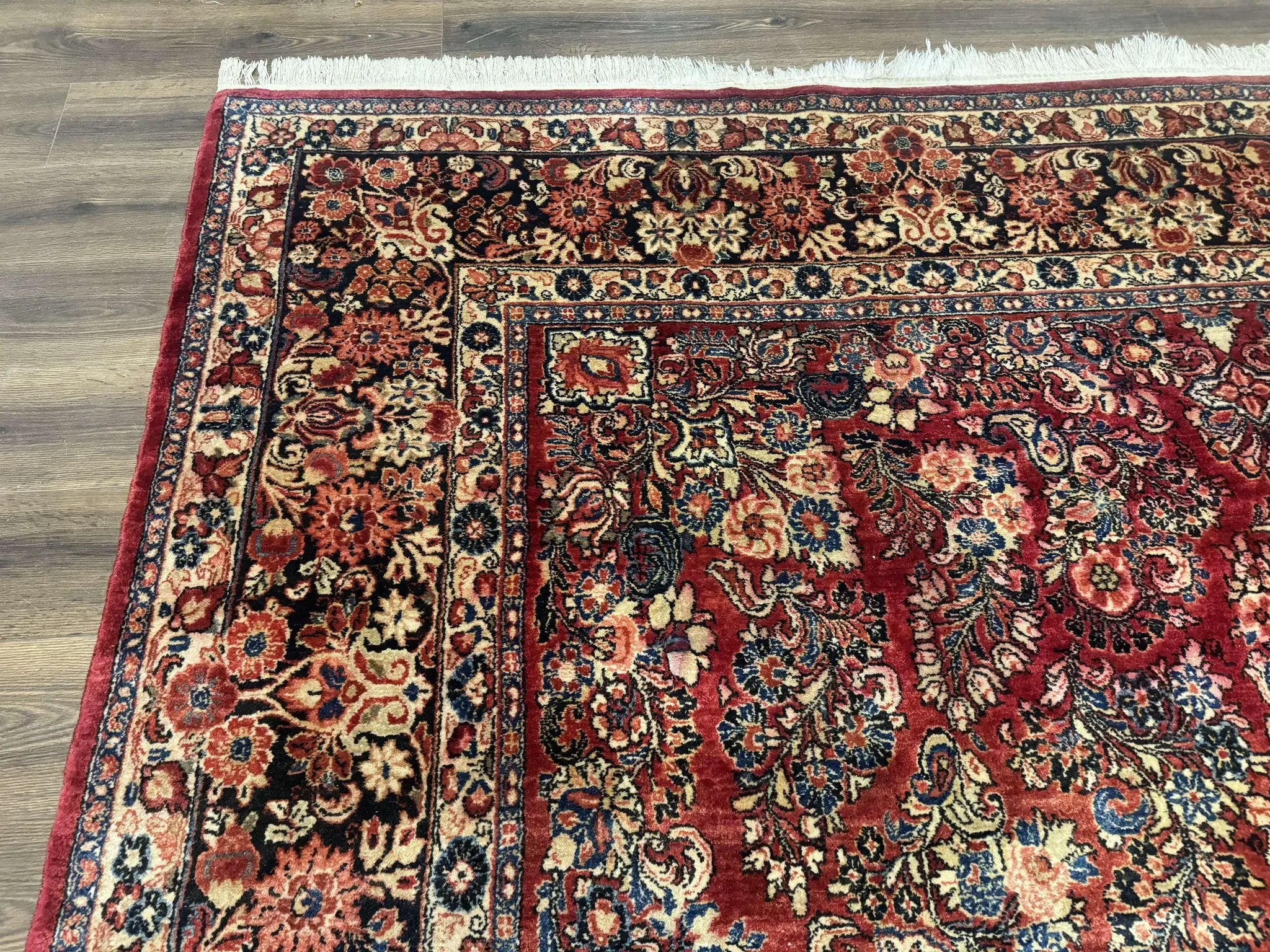Large Persian Sarouk Rug 10x17, Palace Size Antique Persian Carpet, Red, Floral Allover, Traditional Persian Rug, Oversize Handmade Wool Rug by Jewel Rugs