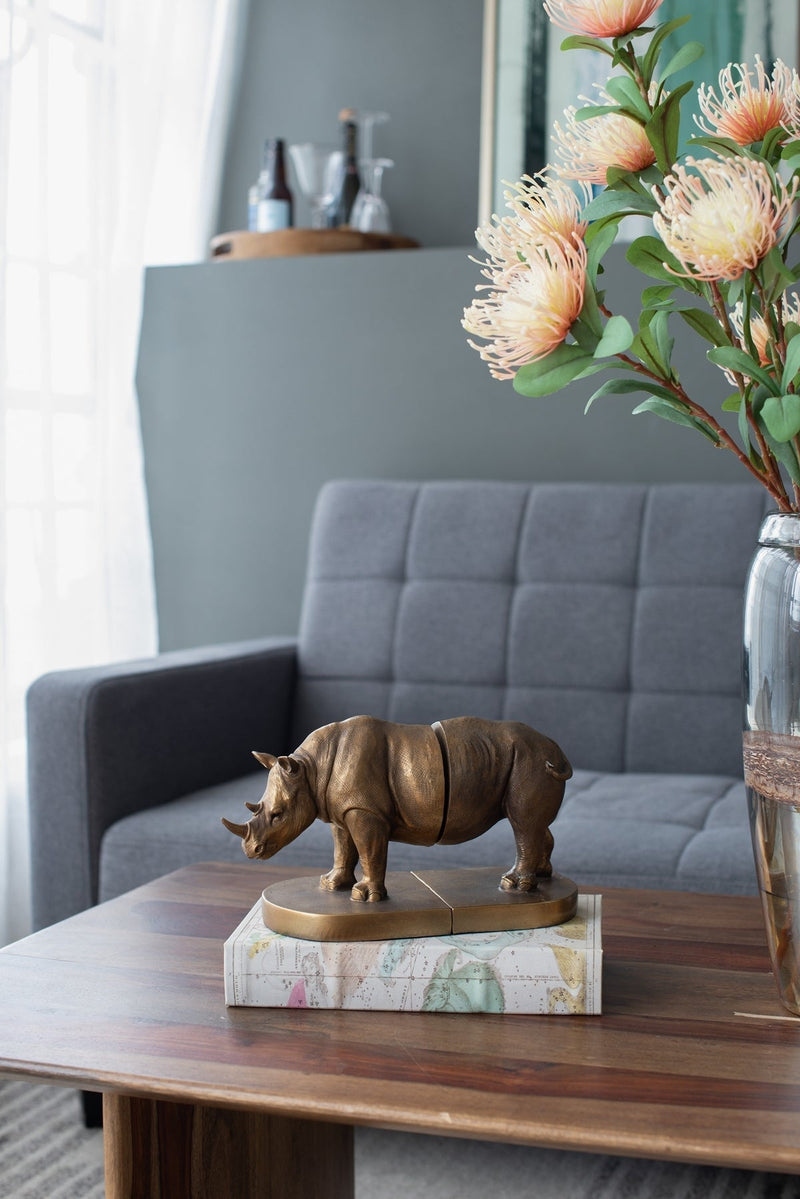 Set of 2 Rhino Bronze Bookends by HouseOfZazla