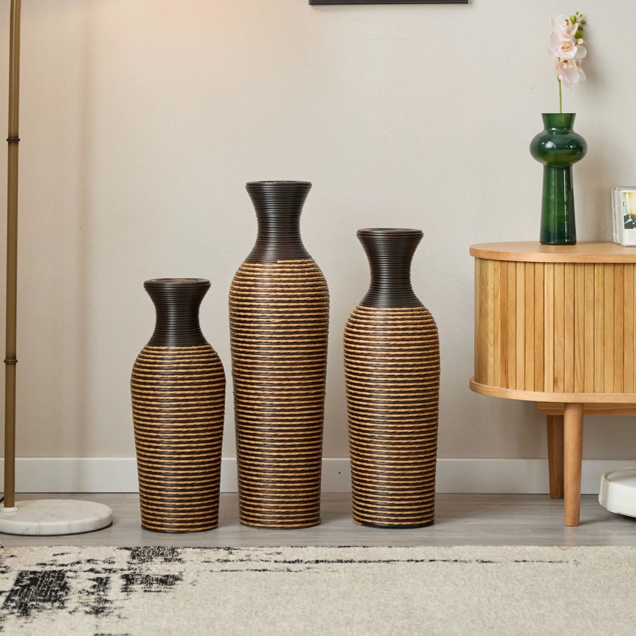Classic And Neat Floor Vase, High Independent Flower Stand (Set of 3) by Unique Piece Furniture