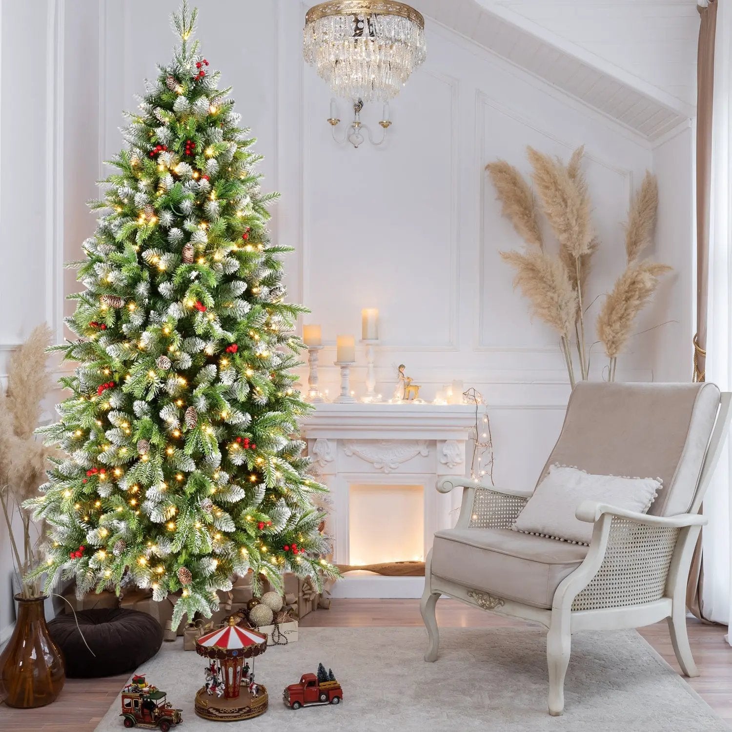 6ft Pre-Lit Artificial Christmas Tree with 380 Warm White LED Lights by HouseOfZazla