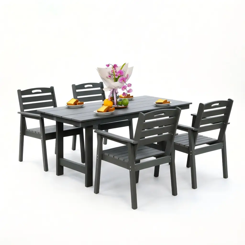 HDPE Outdoor Patio Dining Set with Table and Four Chairs by HouseOfZazla