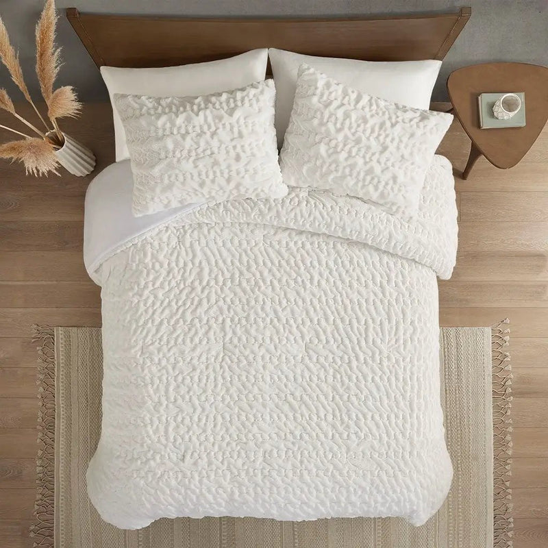 King/Cal King Ruched Fur Down Alternative Comforter Set by HouseOfZazla