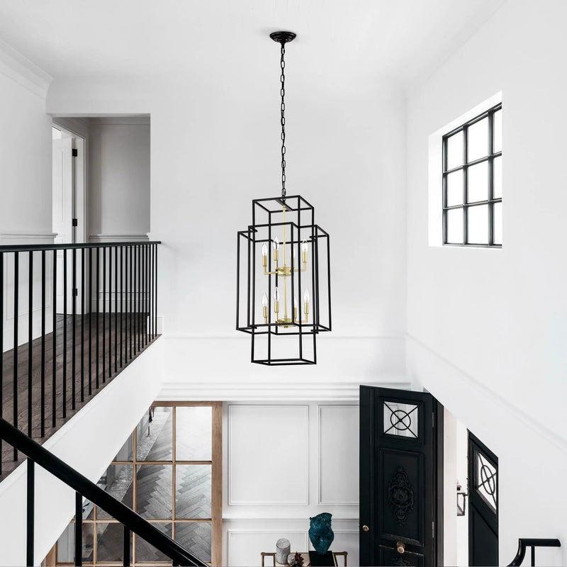 8 Light Lantern Chandelier Lighting, Entryway Chandeliers For High Ceilings, Chandeliers For Dining Room, Foyer, Entry, Staircase, Hallway, Height Adjustable (E12 Bulbs Not Included) by Unique Piece Furniture