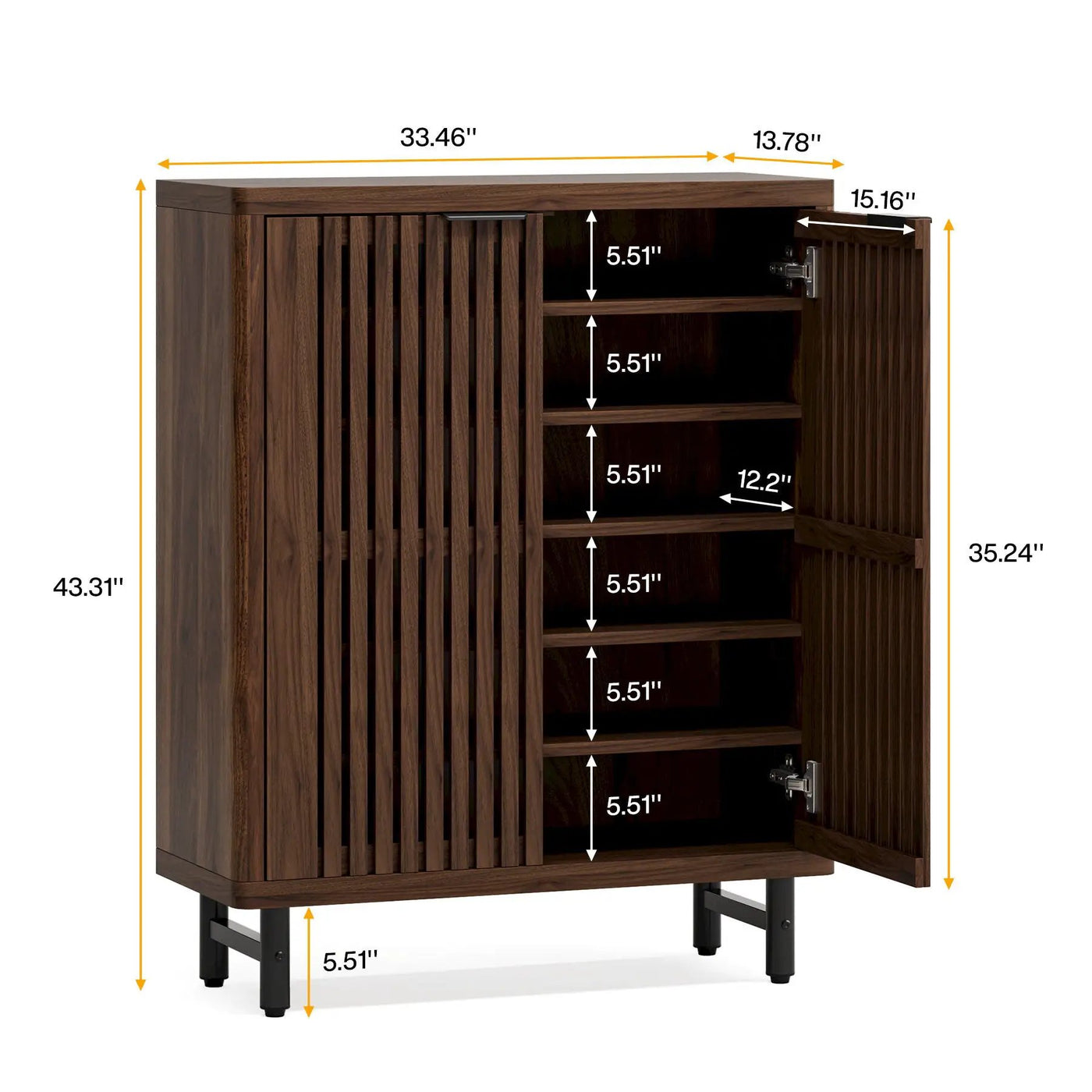 6 Tier Shoe Cabinet With Louvered Doors by HouseOfZazla