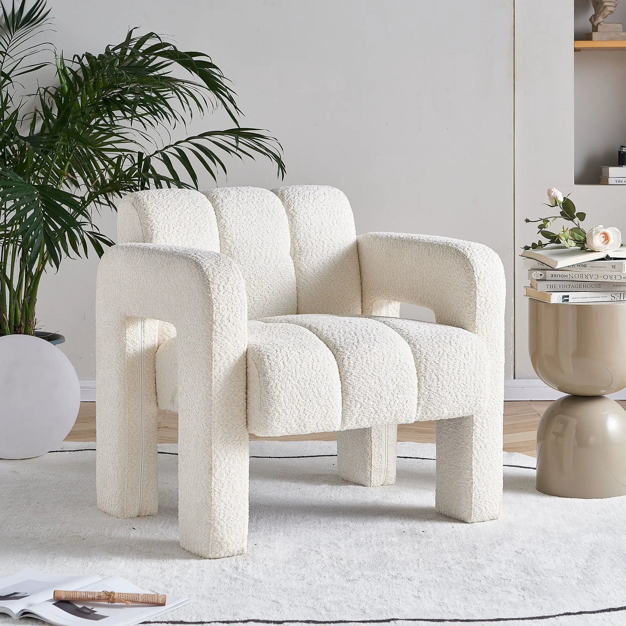 31.10" Boucle Upholstered Accent Chair by Unique Piece Furniture