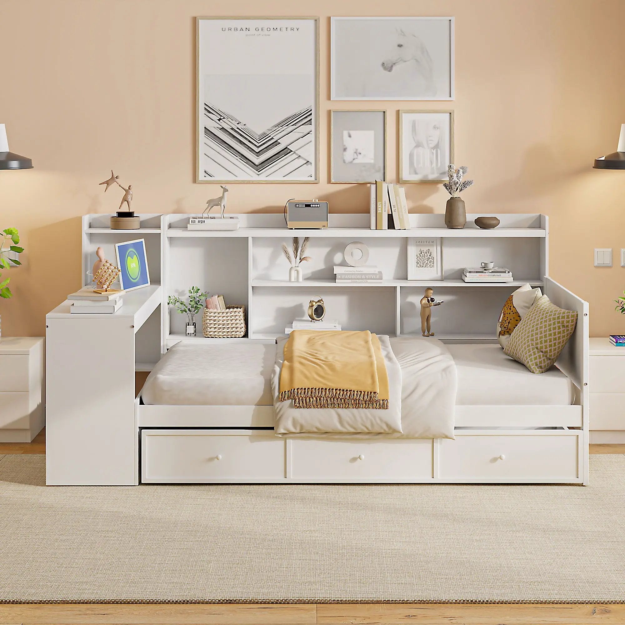 Daybed With 3 Drawers USB Ports And Desk by HouseOfZazla