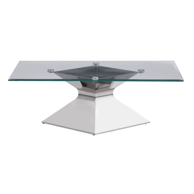 Jenny Glass Top Stainless Steel Coffee Table Chrome by Unique Piece Furniture
