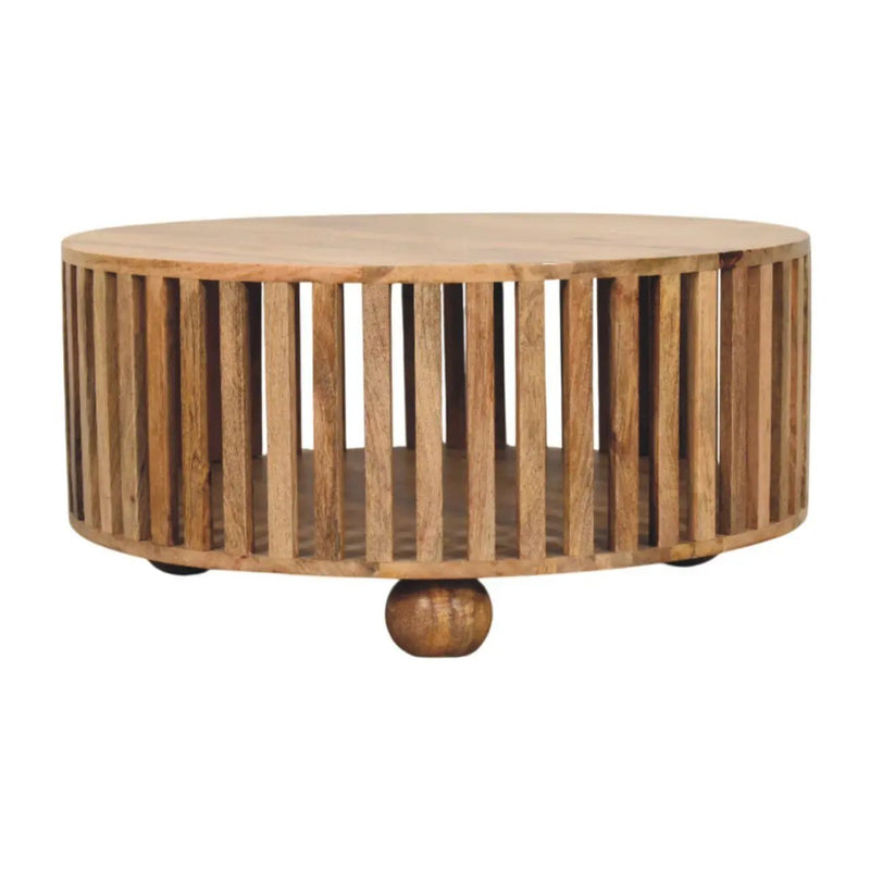Slatted Round Coffee Table - Beige by Unique Piece Furniture