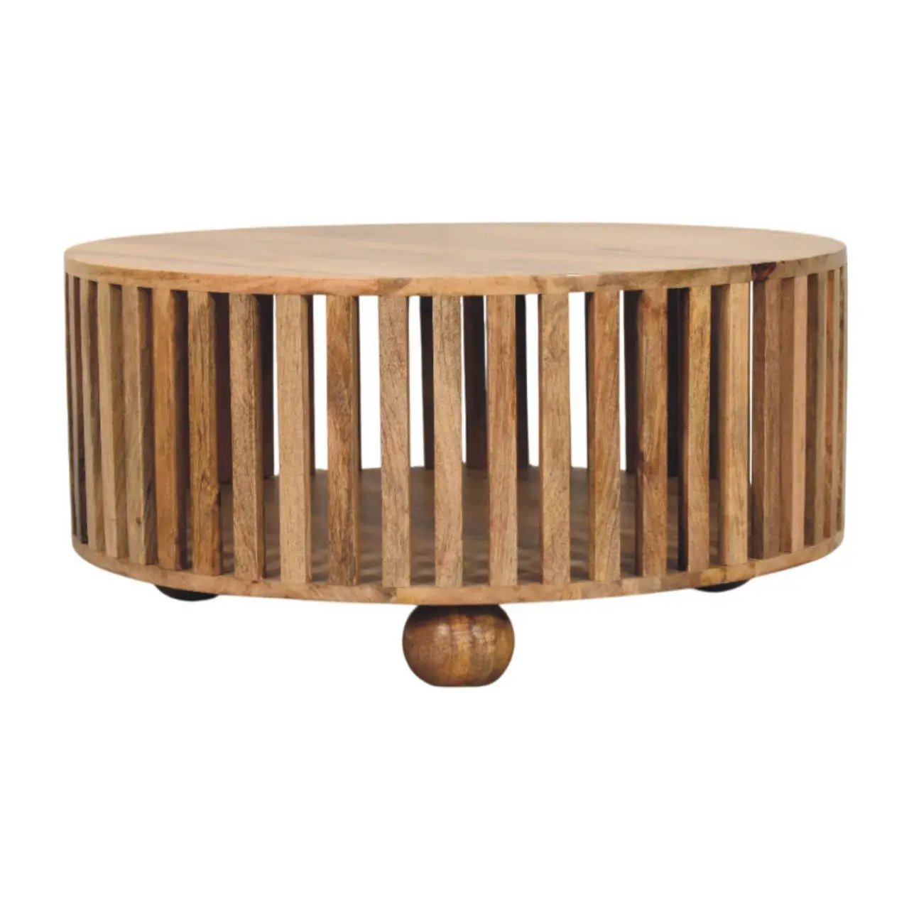 Slatted Round Coffee Table - Beige by HouseOfZazla