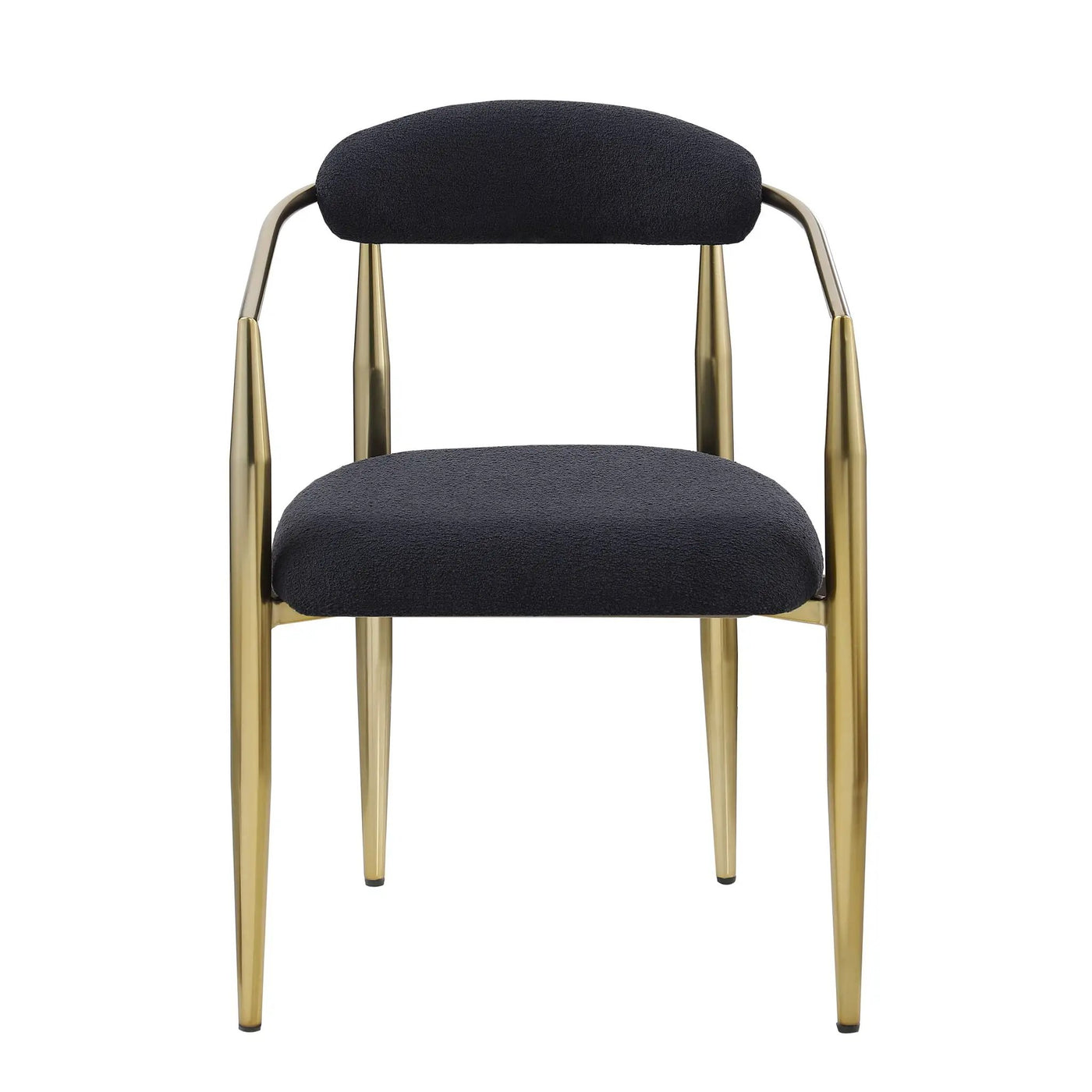 Dining Chairs (Set of 2), Mid-Century Modern Dining Chairs, Kitchen Dining Room Chairs, Round Boucle Backrest Sherpa Dining Chair With Metal Legs by Unique Piece Furniture