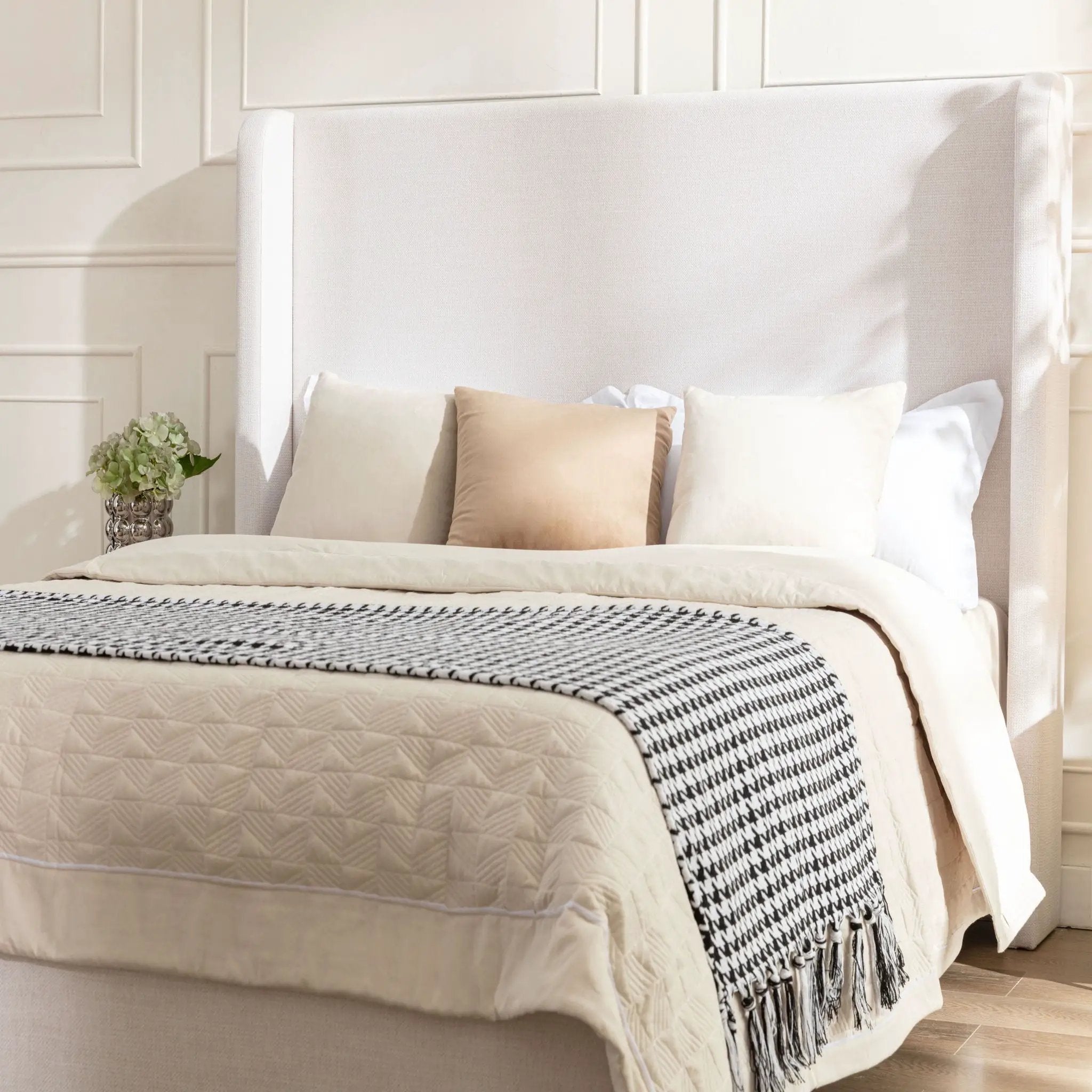 Harper - Tall Headboard Upholstered Bed / High Headboard / Elegant Simplicity / No Box Spring Needed by HouseOfZazla