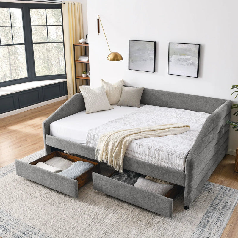 Elegant Daybed With Trundle Upholstered Tufted Sofa Bed by HouseOfZazla