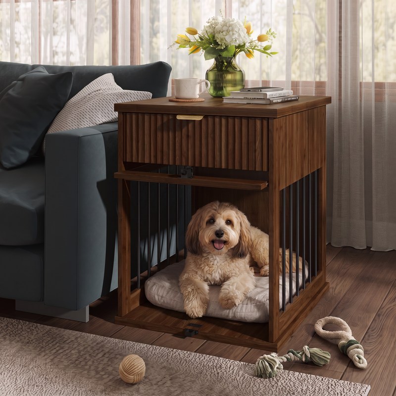 Dog Crate End Table with Charging Station and Storage by HouseOfZazla
