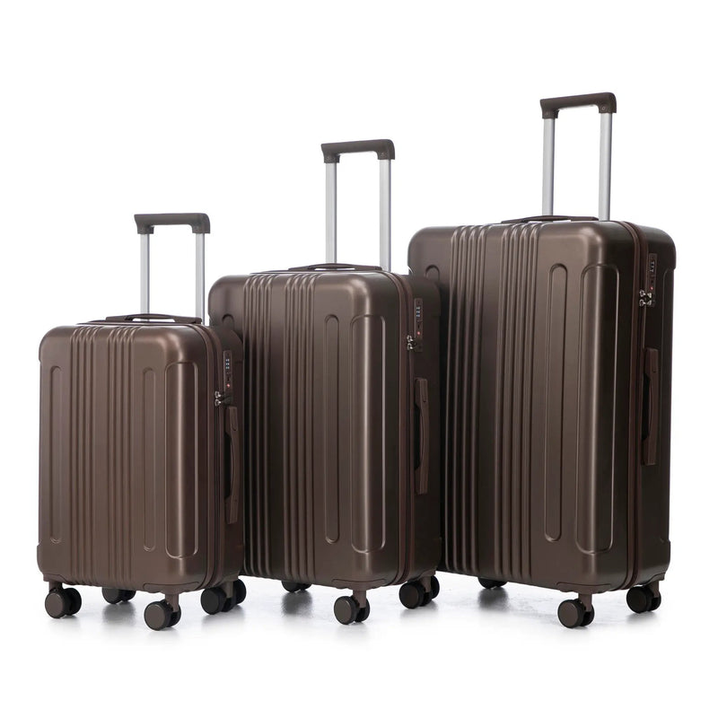 3 Piece ABS Spinner Wheel Luggage Set (Brown) by HouseOfZazla