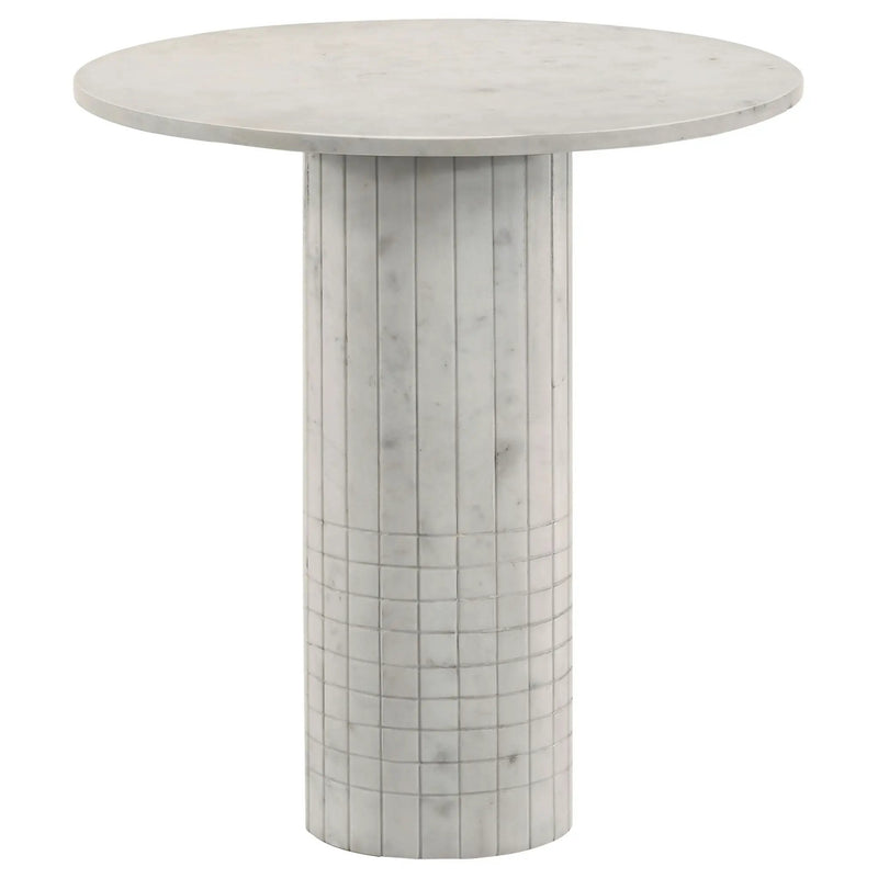 Astoria Round Genuine Marble Side End Table White by Unique Piece Furniture
