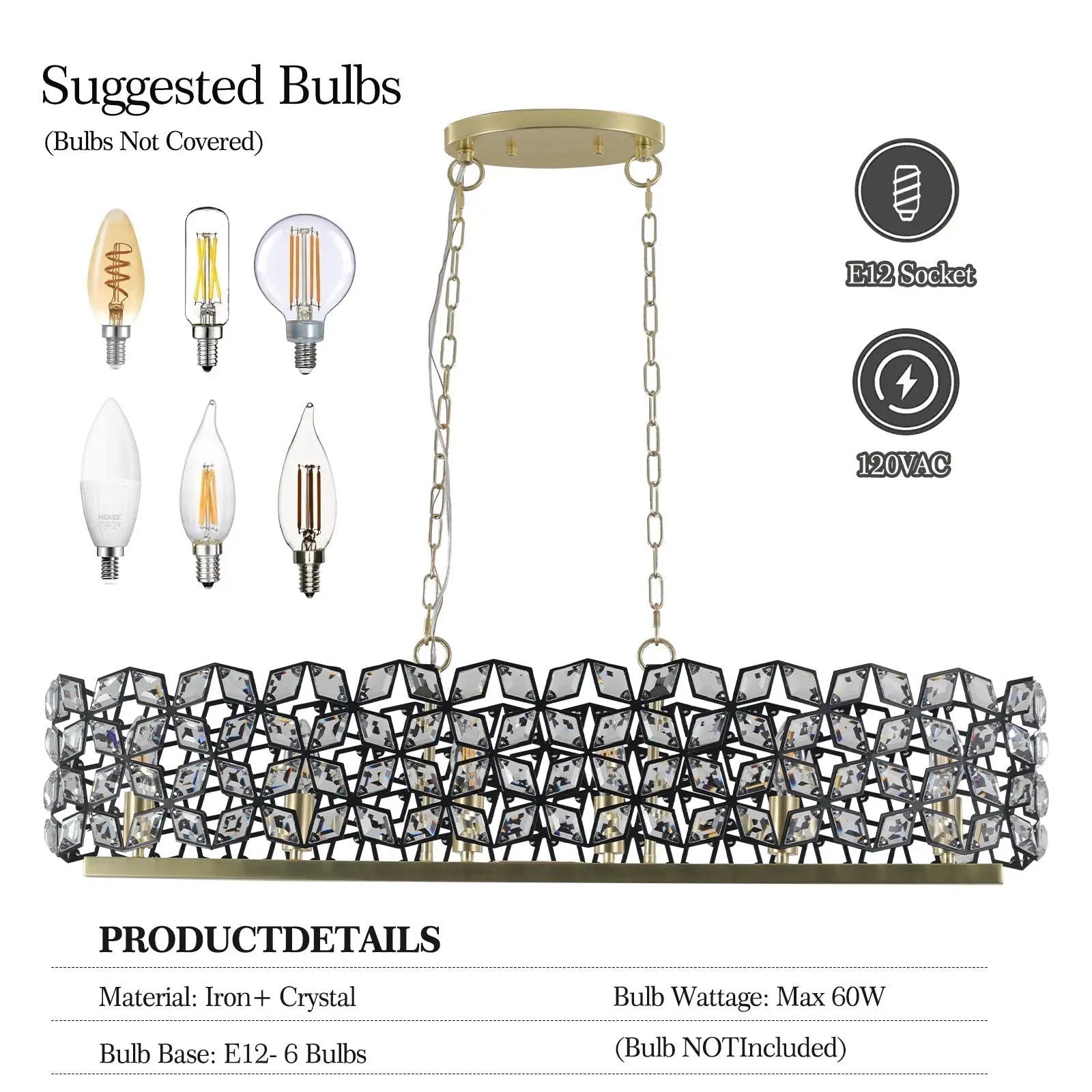 39" Contemporary Crystal and Black-Gold Pendant Chandelier by HouseOfZazla