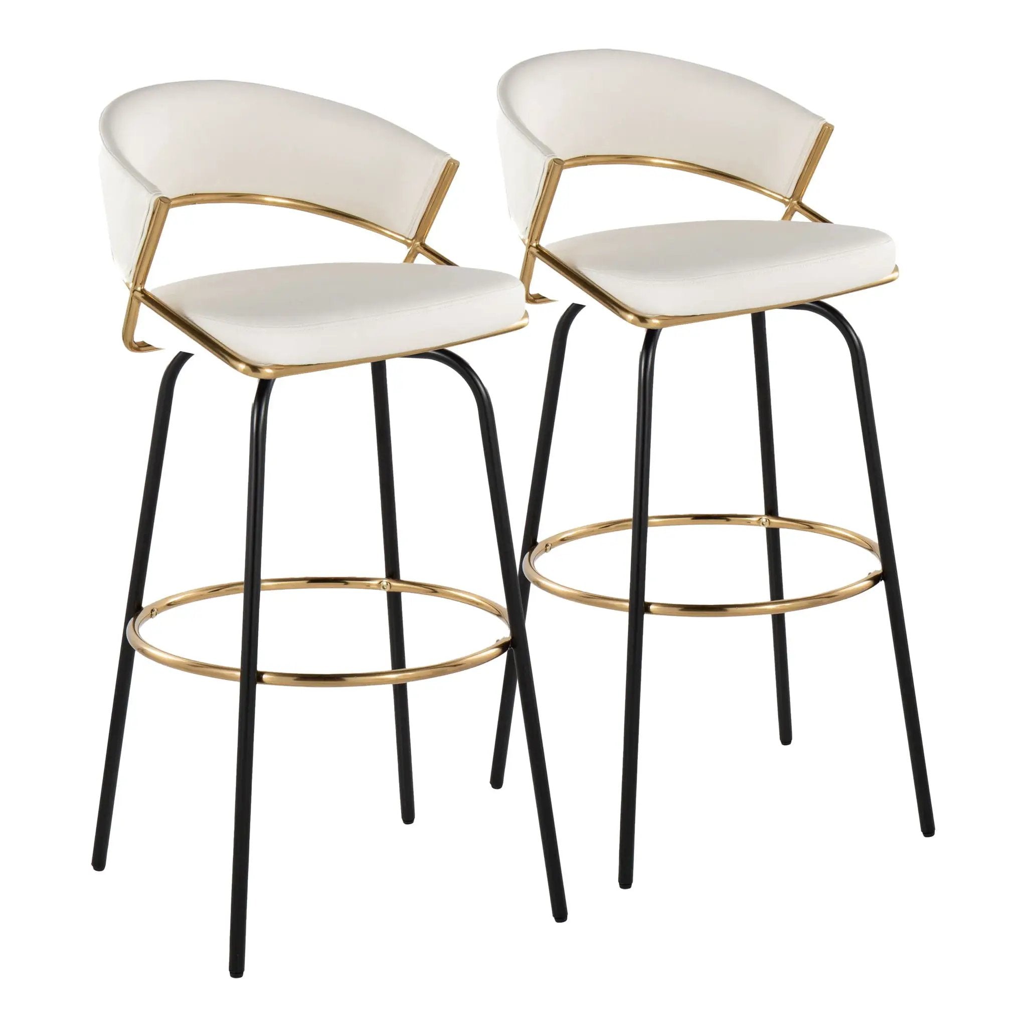 Jie - Fixed Height Contemporary Barstool With Swivel Round Footrest (Set of 2) by Unique Piece Furniture
