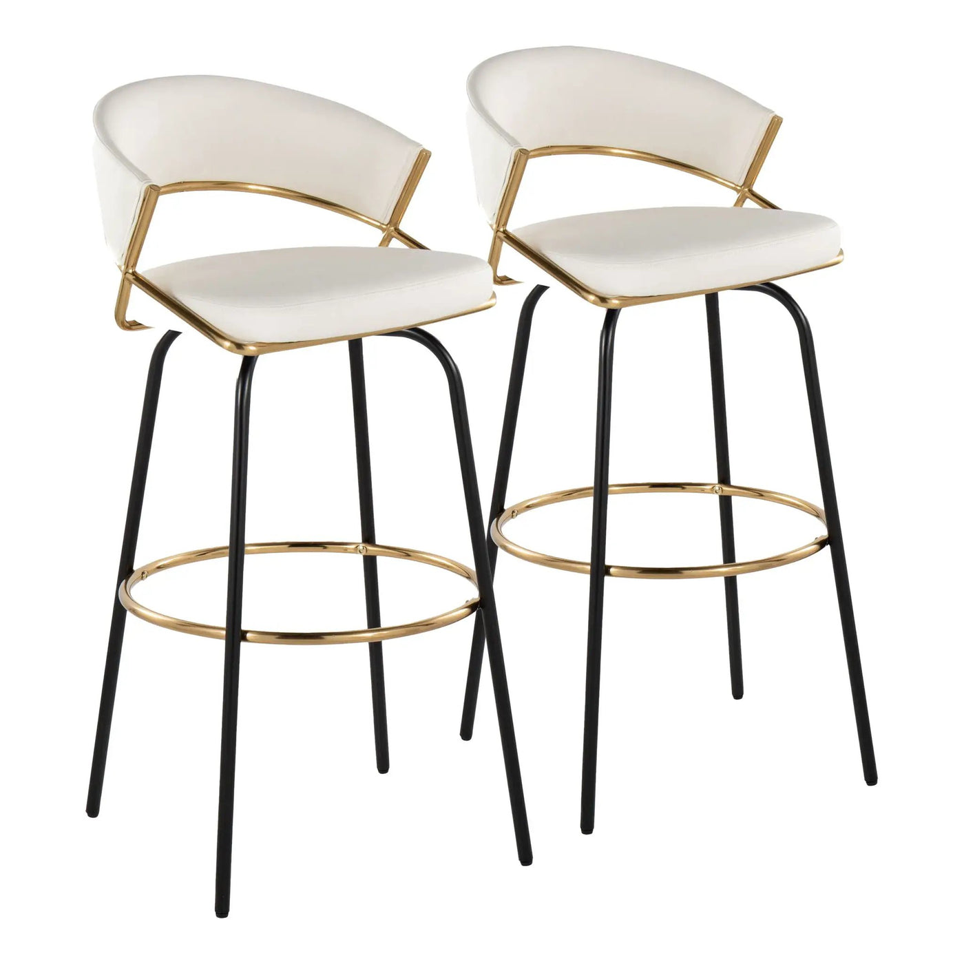 Jie - Fixed Height Contemporary Barstool With Swivel Round Footrest (Set of 2) by HouseOfZazla