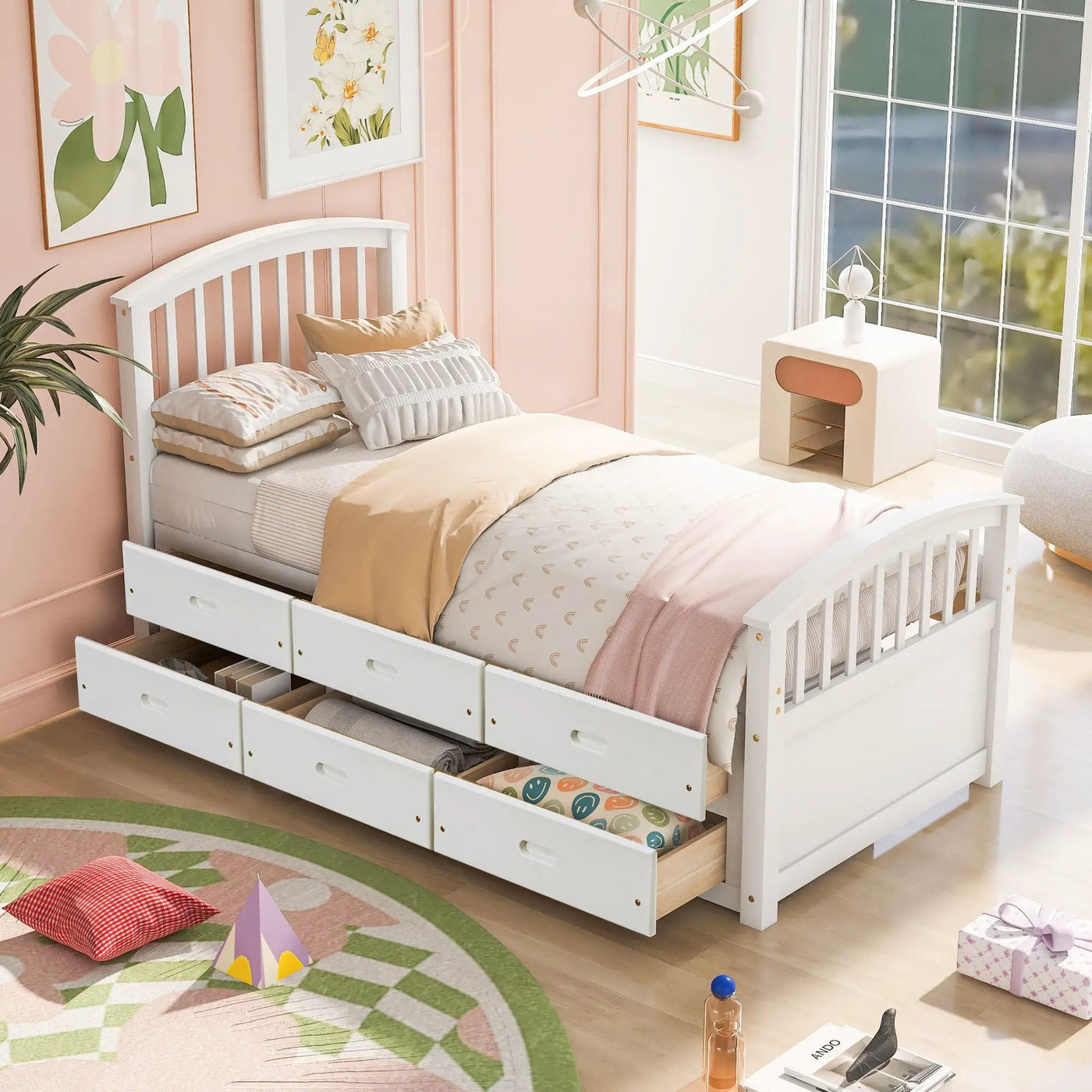 Platform Storage Bed Solid Wood Bed With 6 Drawers by Unique Piece Furniture