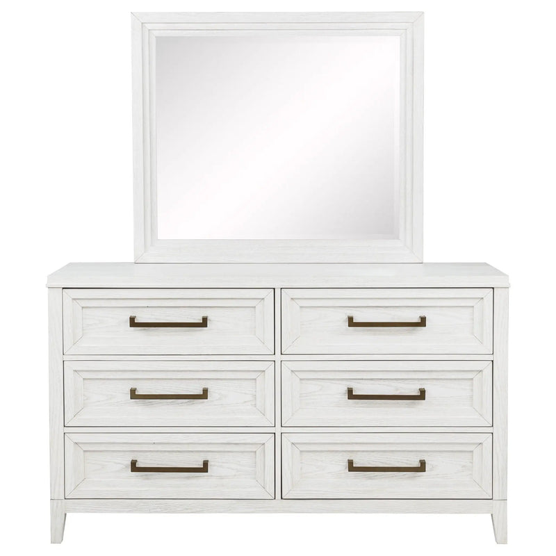 Marielle 6-drawer Dresser with Mirror Distressed White by Unique Piece Furniture