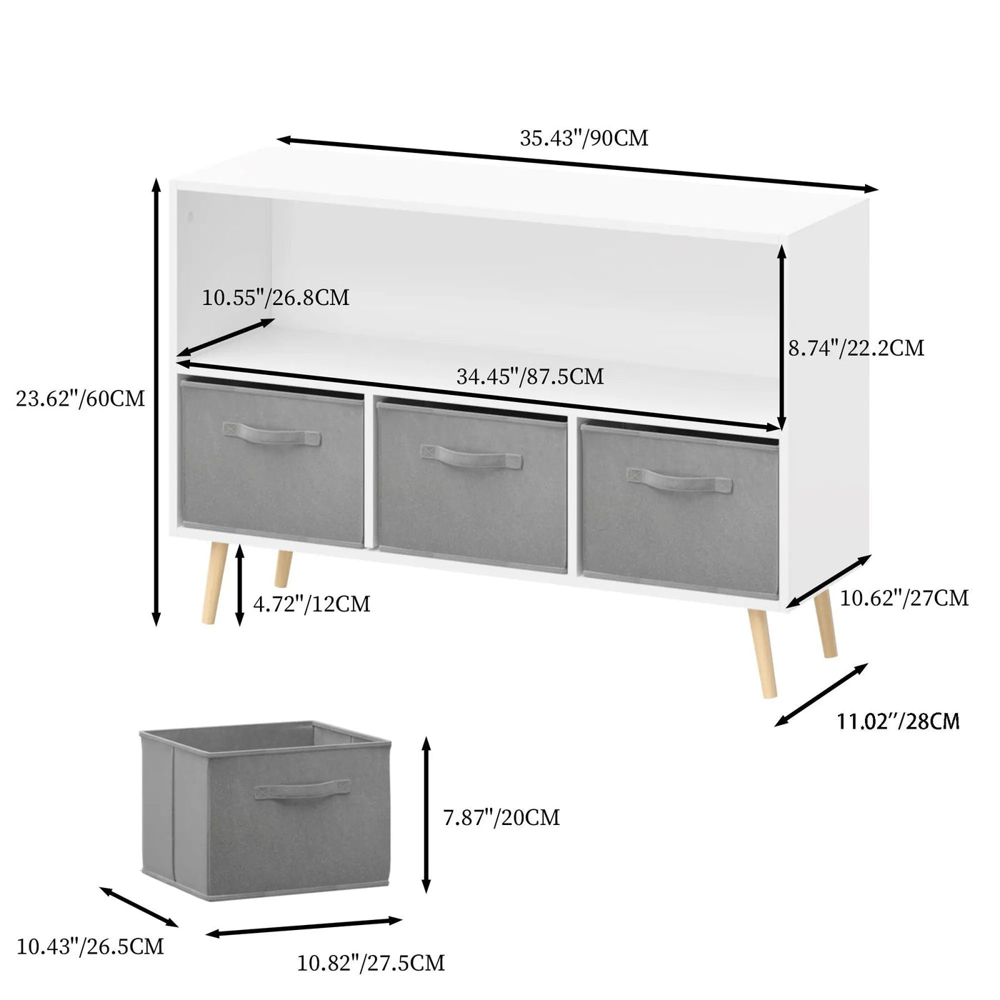 Bookcase With Collapsible Drawers, Book Display Organizer by Unique Piece Furniture