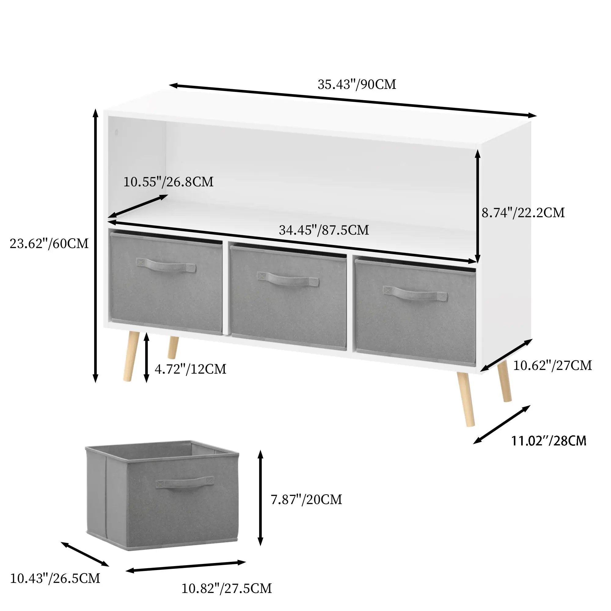 Bookcase With Collapsible Drawers, Book Display Organizer by Unique Piece Furniture