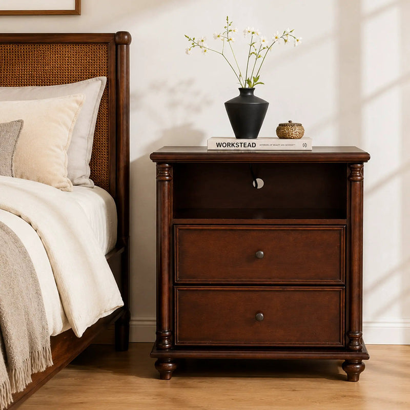 28" Nightstand with Charging Station, Rustic by HouseOfZazla