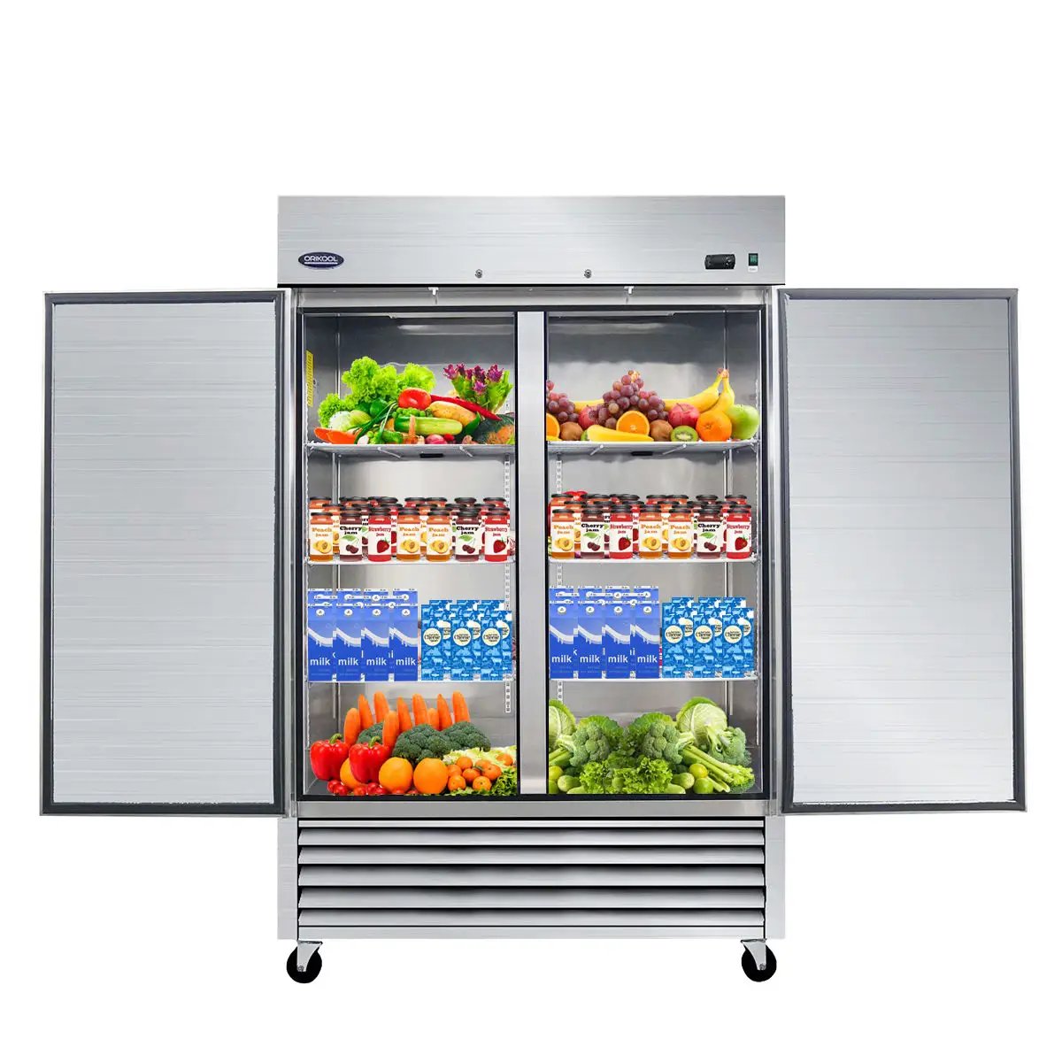 54" Commercial Refrigerator 49 Cu.Ft With 2 Solid Door Reach-In Refrigerators Stainless Steel Etl Approved Upright Fridge Storage - Silver by HouseOfZazla
