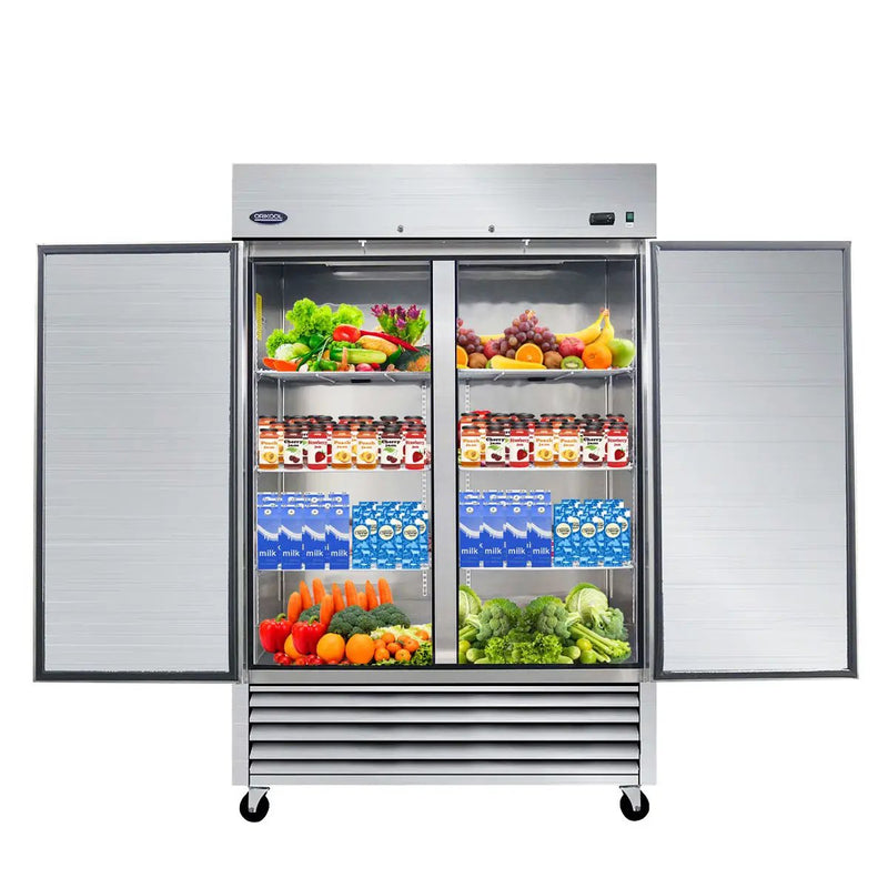54" Commercial Refrigerator 49 Cu.Ft With 2 Solid Door Reach-In Refrigerators Stainless Steel Etl Approved Upright Fridge Storage - Silver by HouseOfZazla