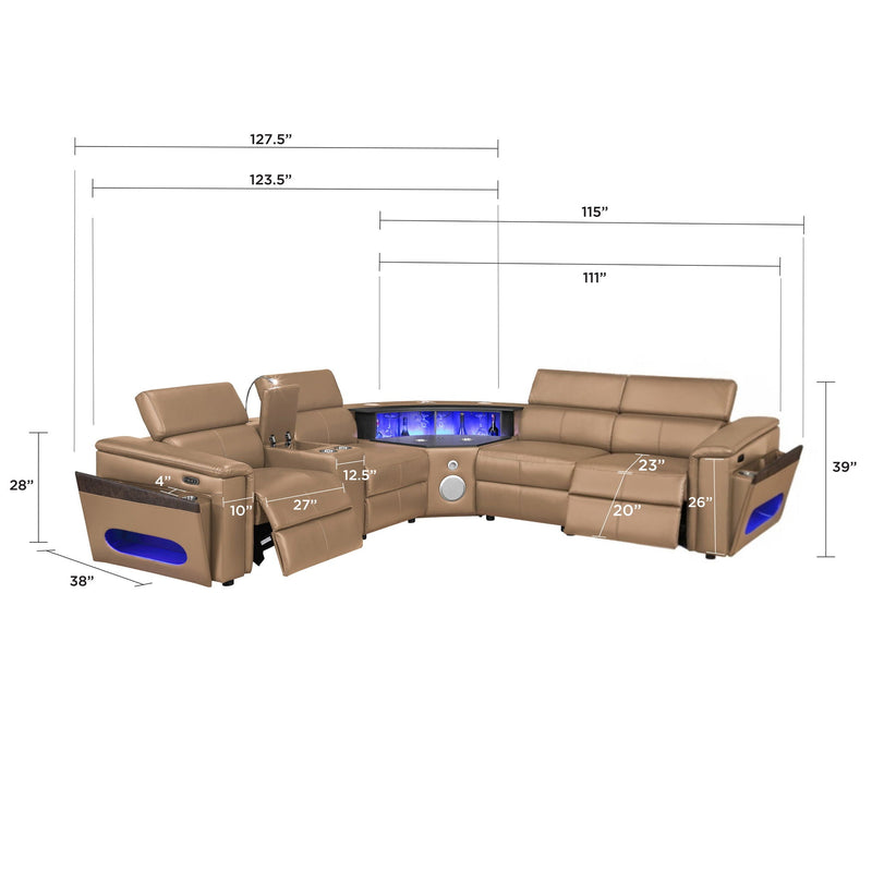 Nova - Sectional With Bluetooth Speaker, LED And Lifting Wine Cabinet by HouseOfZazla