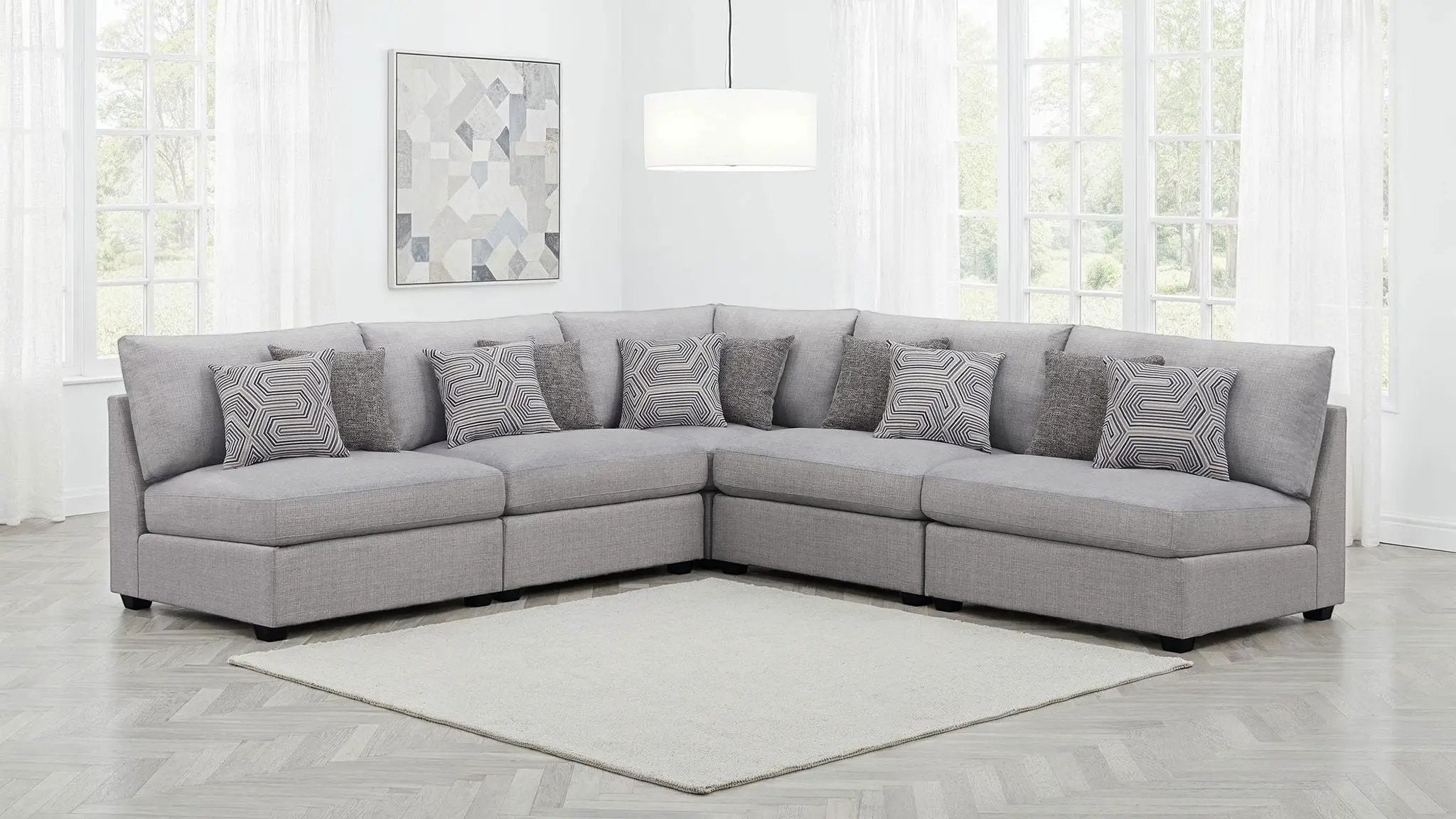 Cambria 5-piece Upholstered Modular Sectional Sofa Grey by Unique Piece Furniture