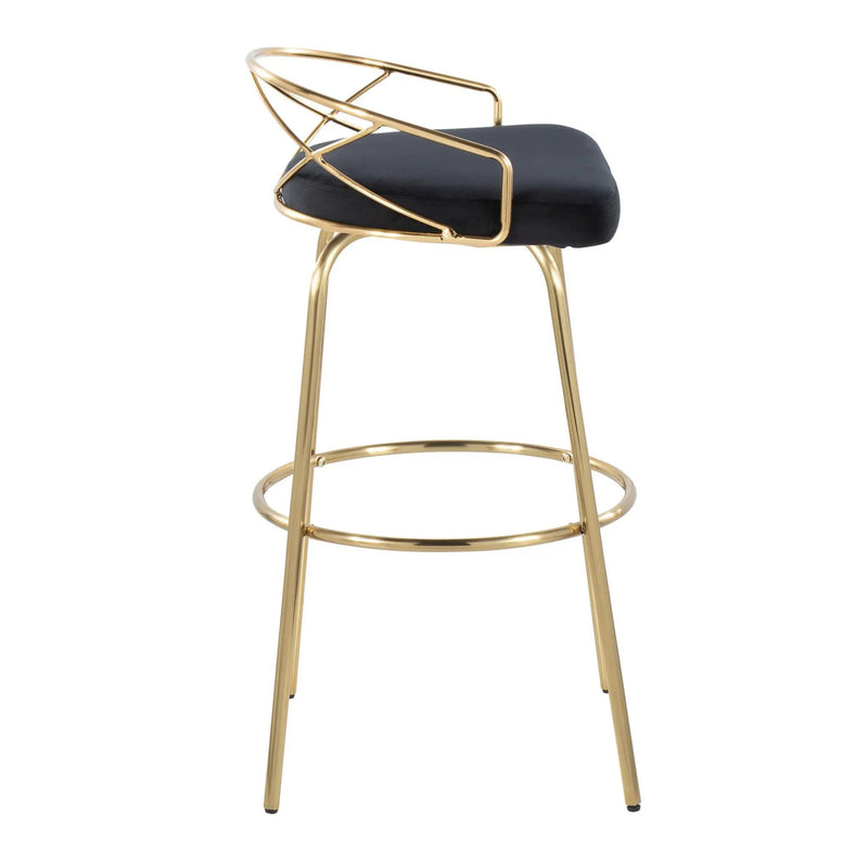 Charlotte - Glam Glam / Art Deco Fixed Height Barstool With Swivel With Round Footrest (Set of 2) by HouseOfZazla
