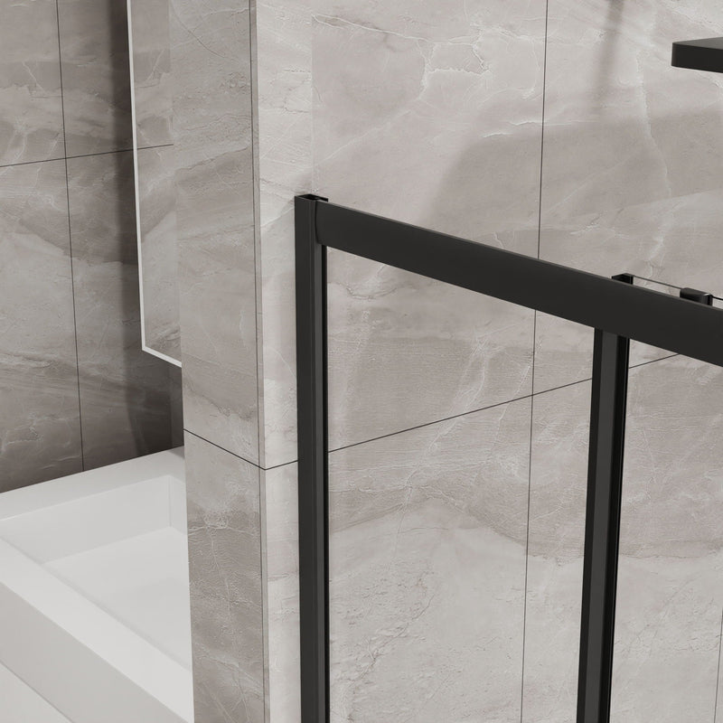 Corner Shower Enclosure With Sliding Door - Matte Black by HouseOfZazla