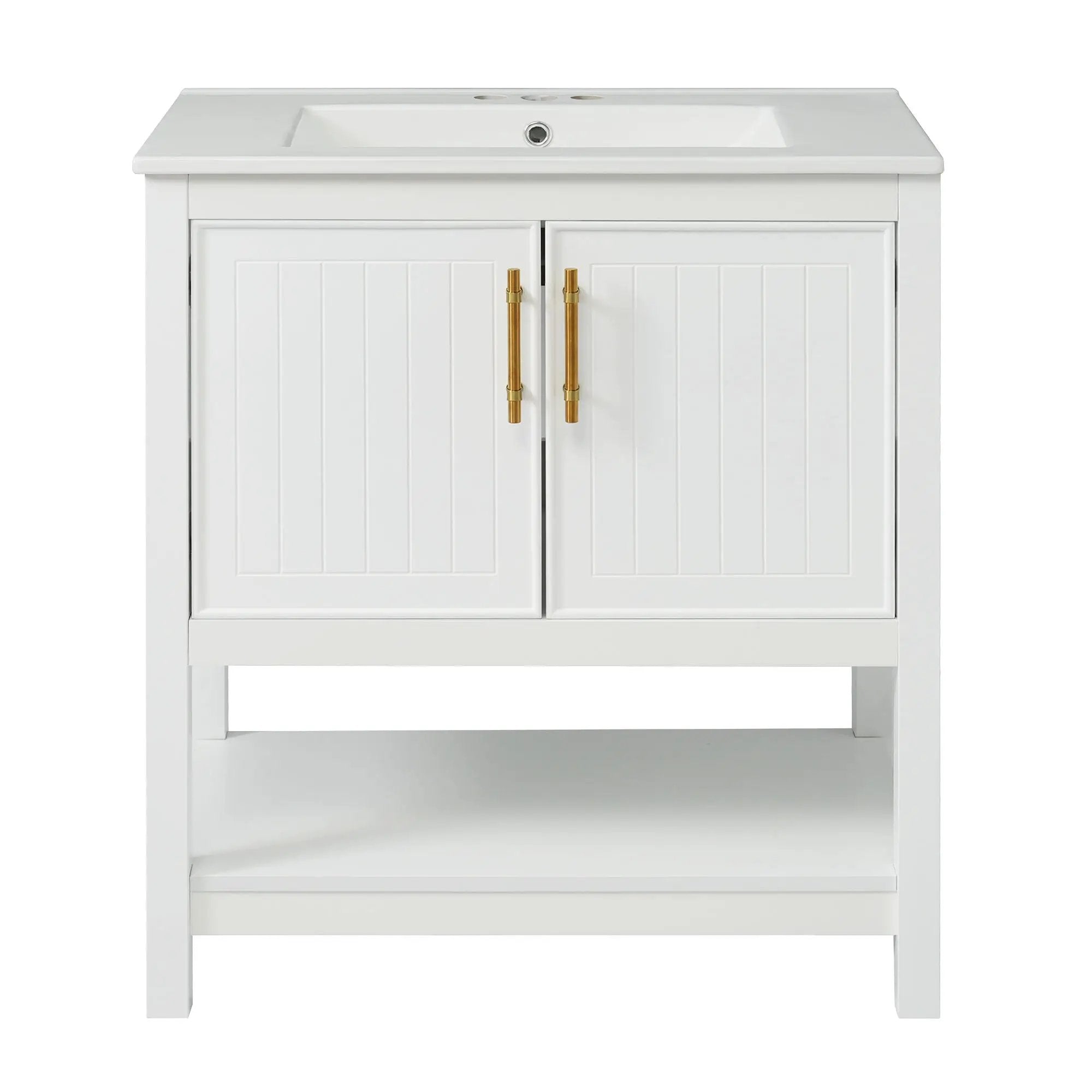 Elegant Bathroom Vanity With Ceramic Sink And Versatile Storage by Unique Piece Furniture