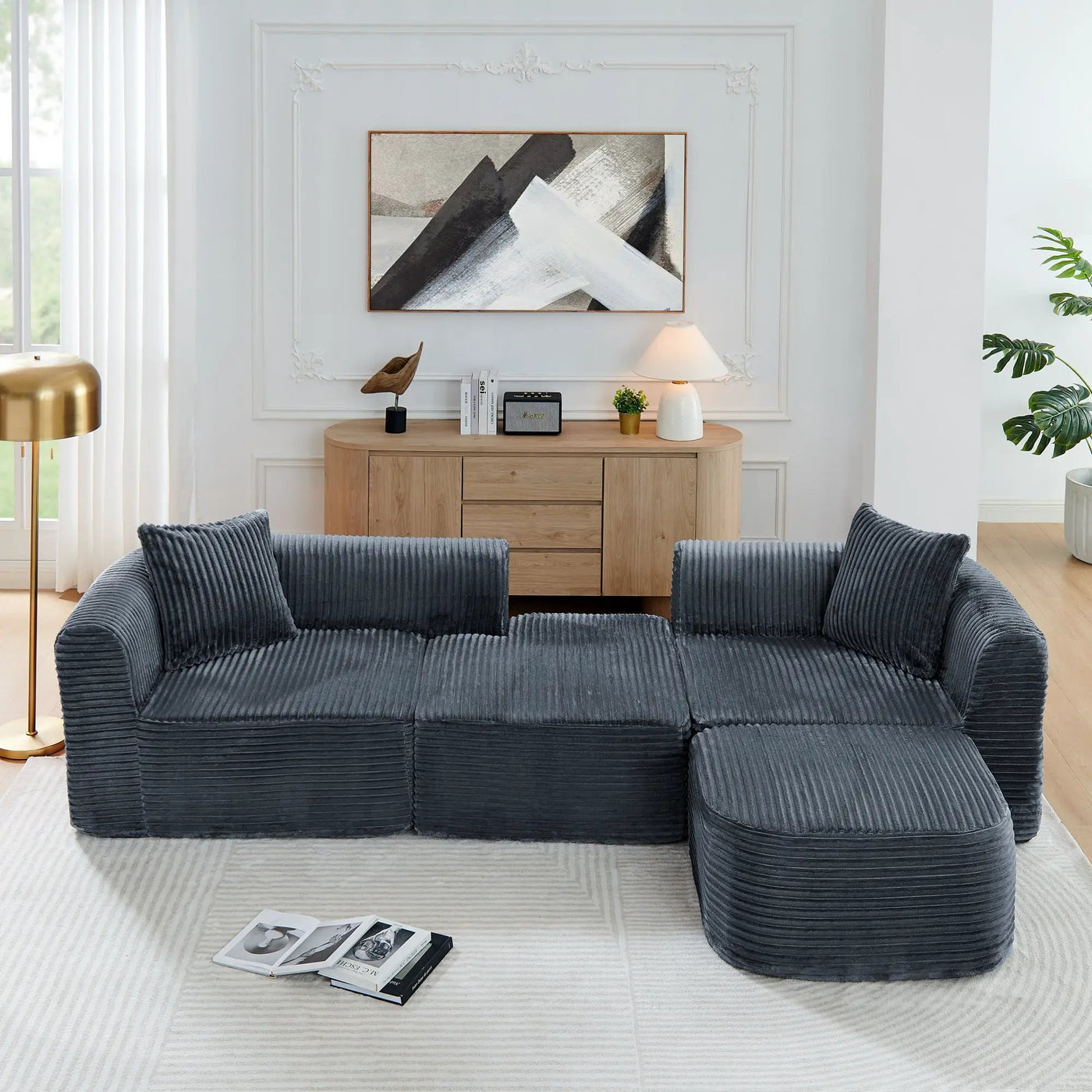 114" Cloud Sectional Couch with L-Shape Chaise by HouseOfZazla