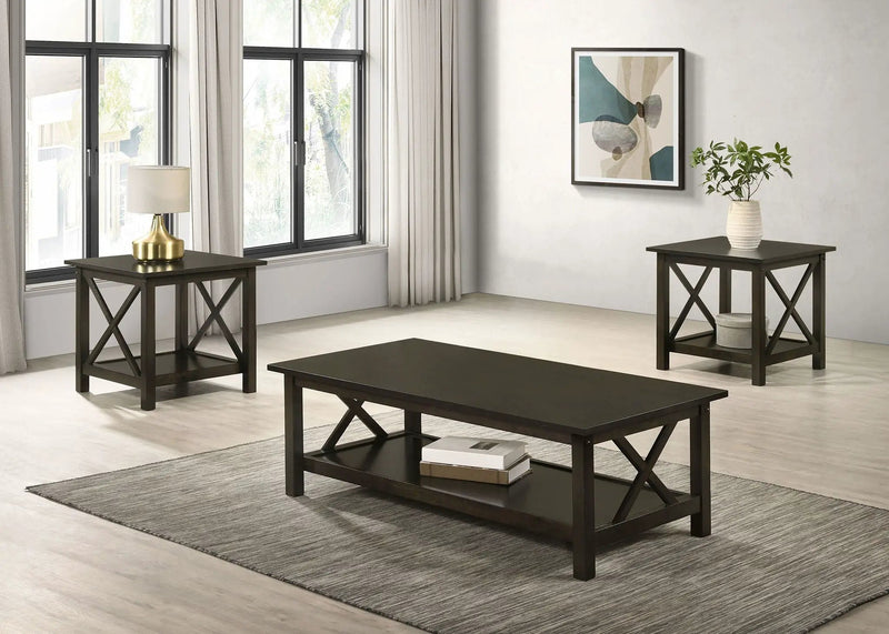 Rachelle 3-piece Rectangular Coffee Table Set Deep Merlot by Unique Piece Furniture