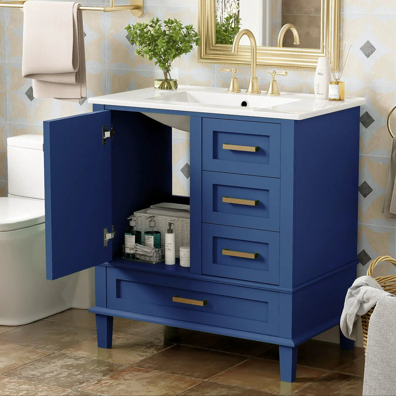 Bathroom Vanity, Modern Bathroom Cabinet With Sink Combo Set, Bathroom Storage Cabinet With A Soft Closing Door And 3 Drawers, Solid Wood Frame by Unique Piece Furniture