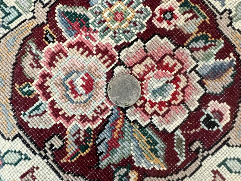 Pak Persian Rug 9x12, Dark Green and Cream, Floral Medallion, Elegant Handmade Wool Carpet 9 x 12 by Jewel Rugs