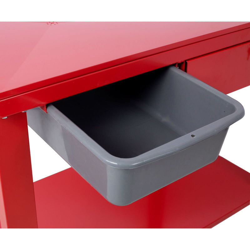 Transmission Teardown Work Station 1 / 2 Ton Capacity Sloping Drain Table Locking Drawer Removable Drain Basin Full-Width Lower Shelf Four 4" Caster Wheels by HouseOfZazla