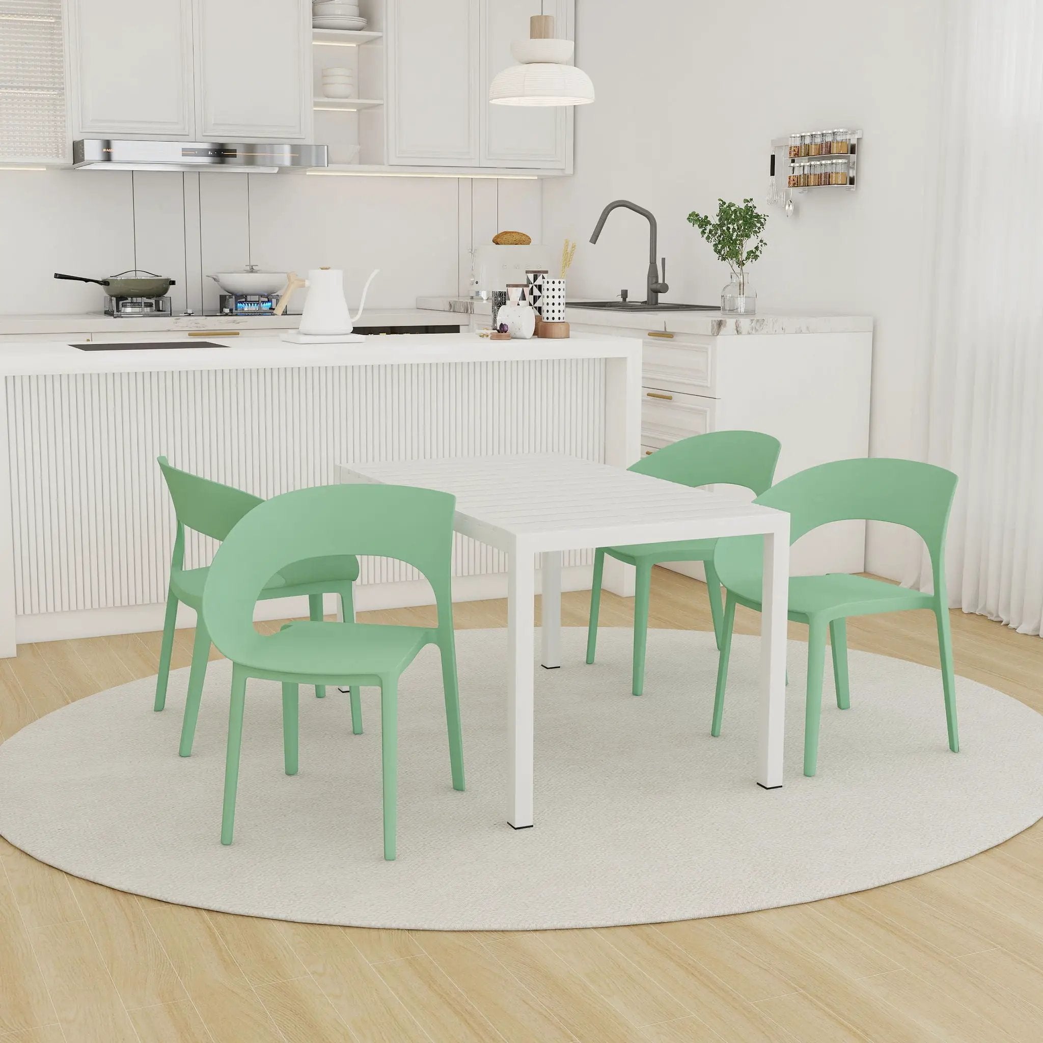 4 Piece Set Of Modern Designed Single Chairs With Long Table by Unique Piece Furniture