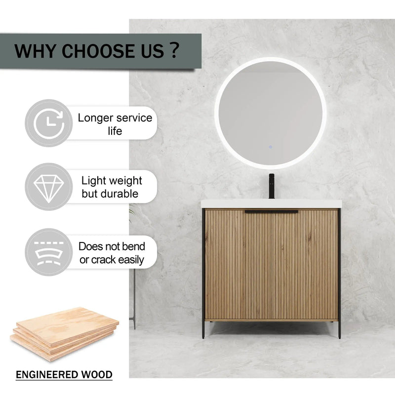 Modern Freestanding Bathroom Vanity With Resin Sink & Soft Close Cabinet Doors by Unique Piece Furniture