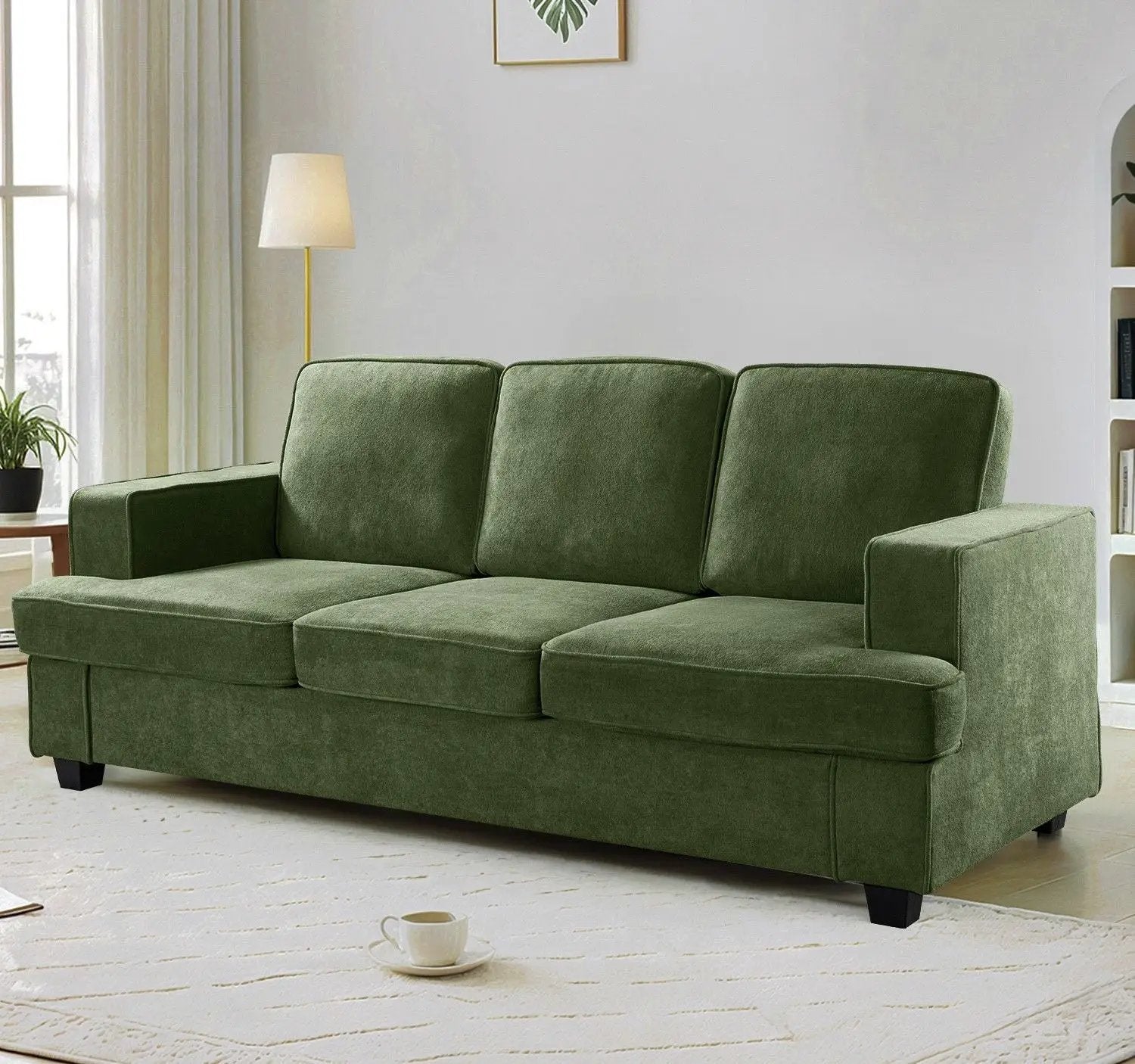 Modern Sofa, Comfortable 3 Seater Couch With Deep Seating, Loose Back Cushions, Wide Arms by Unique Piece Furniture