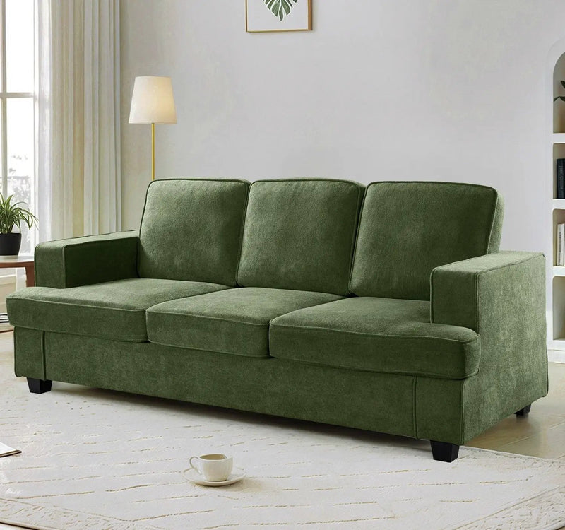 Modern Sofa, Comfortable 3 Seater Couch With Deep Seating, Loose Back Cushions, Wide Arms by Unique Piece Furniture